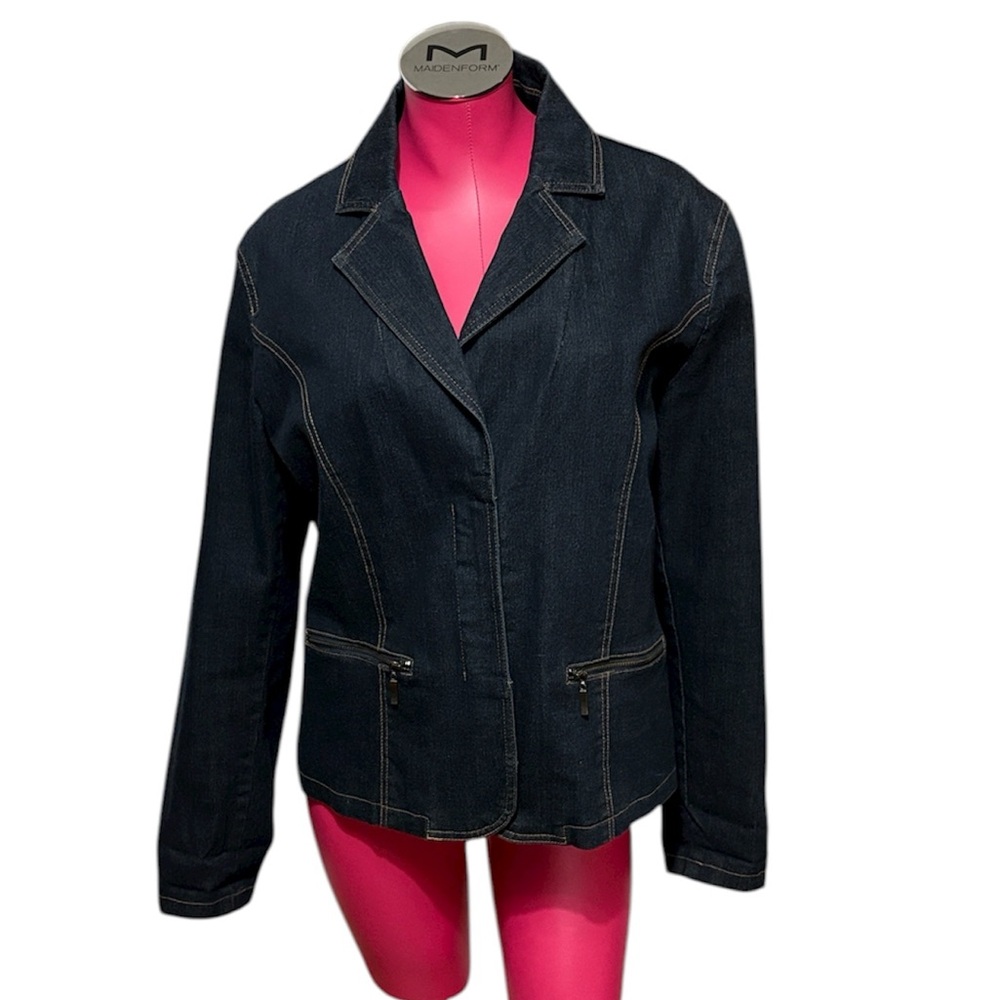 MONTANACO Denim Lined Jean Jacket Butte, Montana Women's Size XL Dark Wash